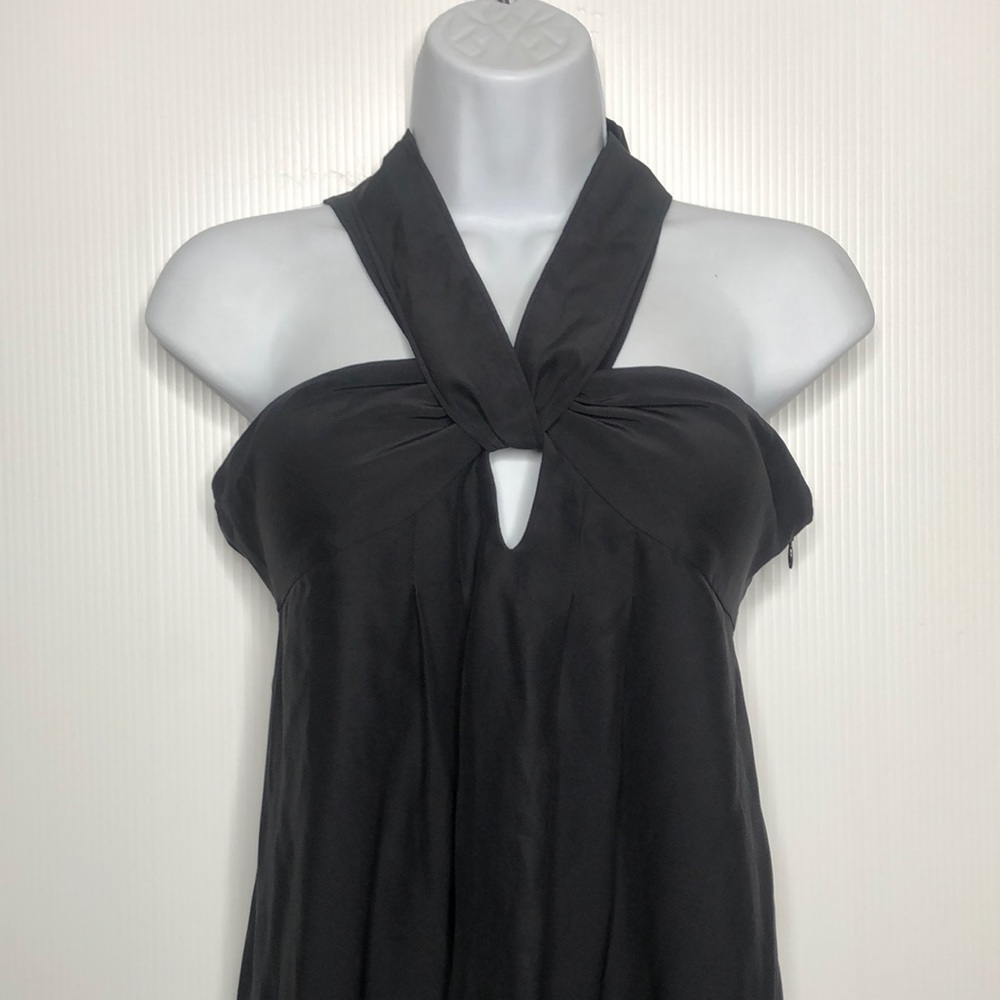 Cynthia Cynthia Steffe Black Tie Neck Silk Cocktail Dress Size 6 - Picture 3 of 15